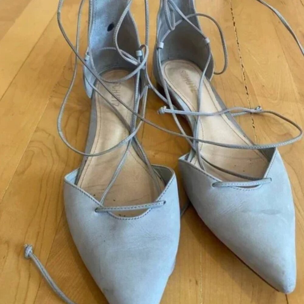 Schutz neida grey pointed toe lace up ballet flats - Picture 9 of 9